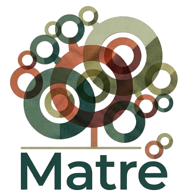 Logo do Matré Portugal - Uma árvore frondosa feita de elos diversos entrelaçados, e que se transformam quando se cruzam.